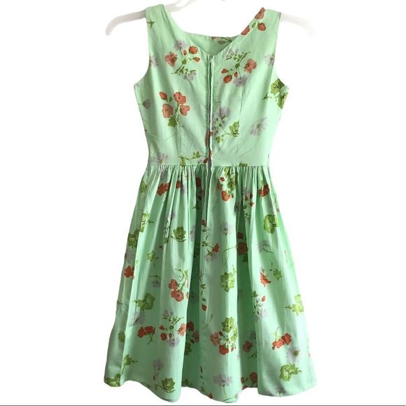 Vintage Carol Rodgers Junior Green Floral 2 Piece Dress With Bolero Jacket Set - Picture 7 of 16